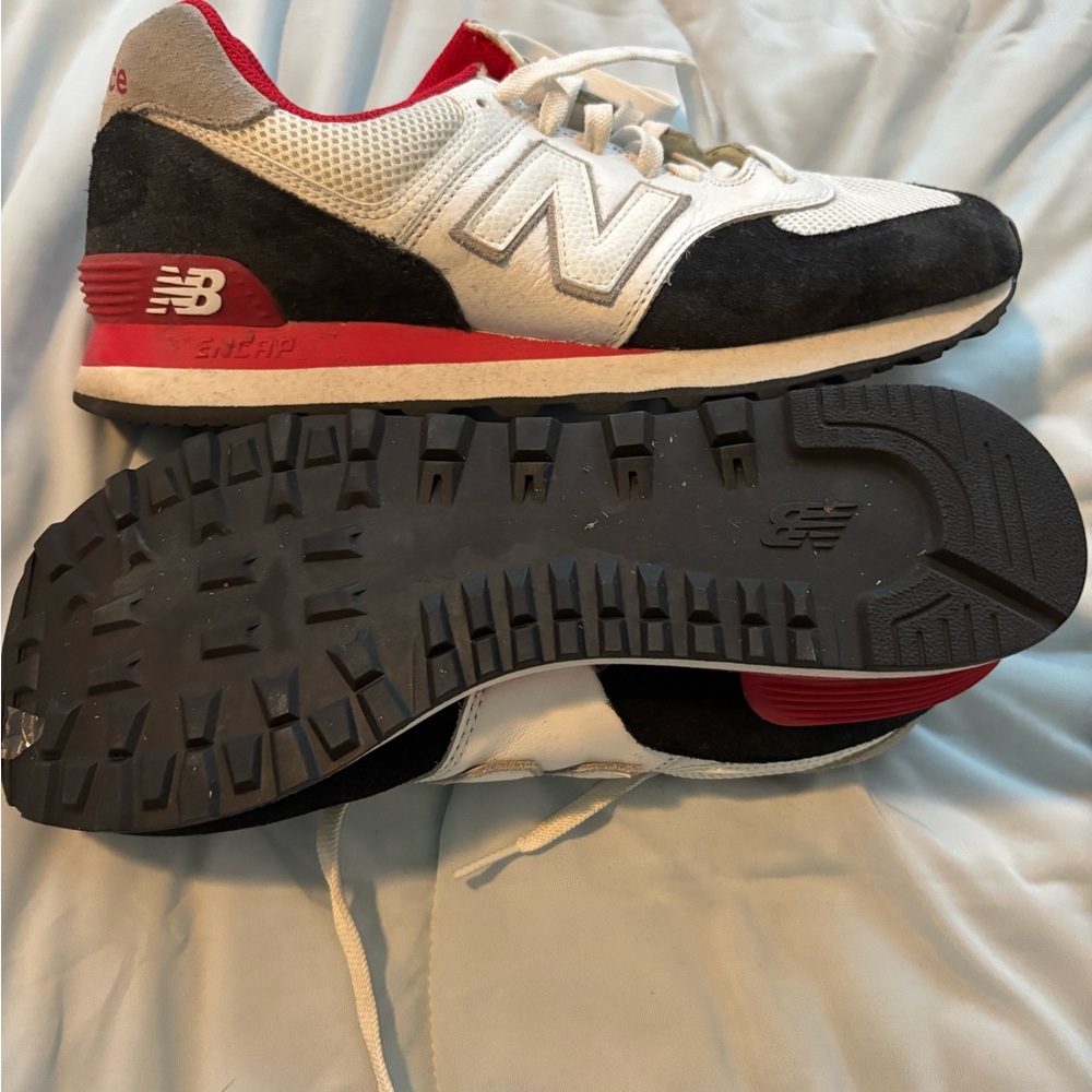 New Balance 574 Red and Black Sneakers